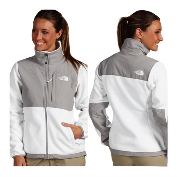 The North Face Jackets & Blazers - The North Face Size Large Denali White Grey Long Sleeve Zip Up Jacket
